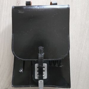 Vintage Black Leather Map Holder Bag Satchel 1969 Stolla Wien.  Made In Vienna